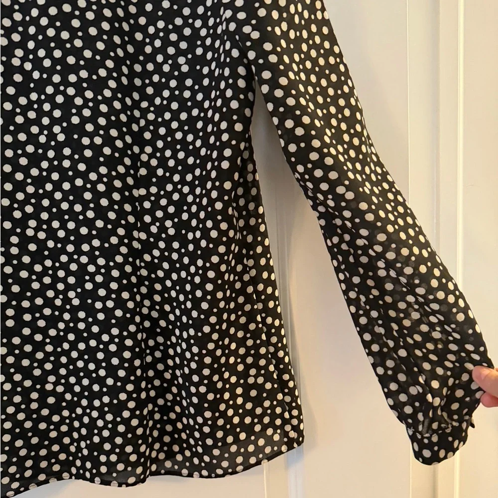 Izod Black and White Polka Dot Blouse - Picture 7 of 7